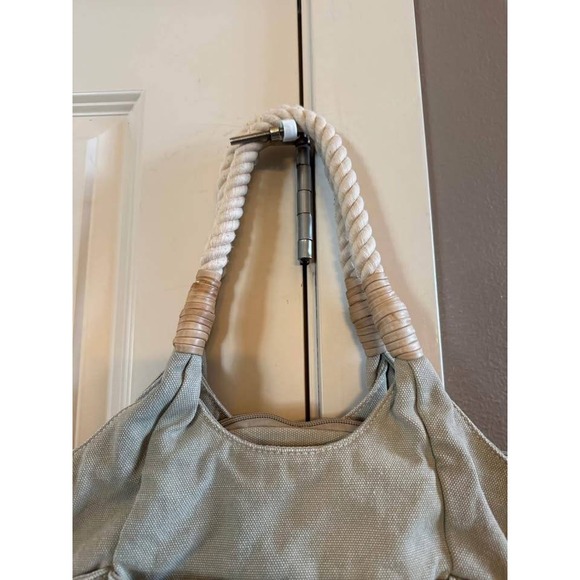 Tommy Bahama Khaki Solid Shoulder‎ Bag/Purse/Tote with Rope/Leather Handles - Picture 7 of 10